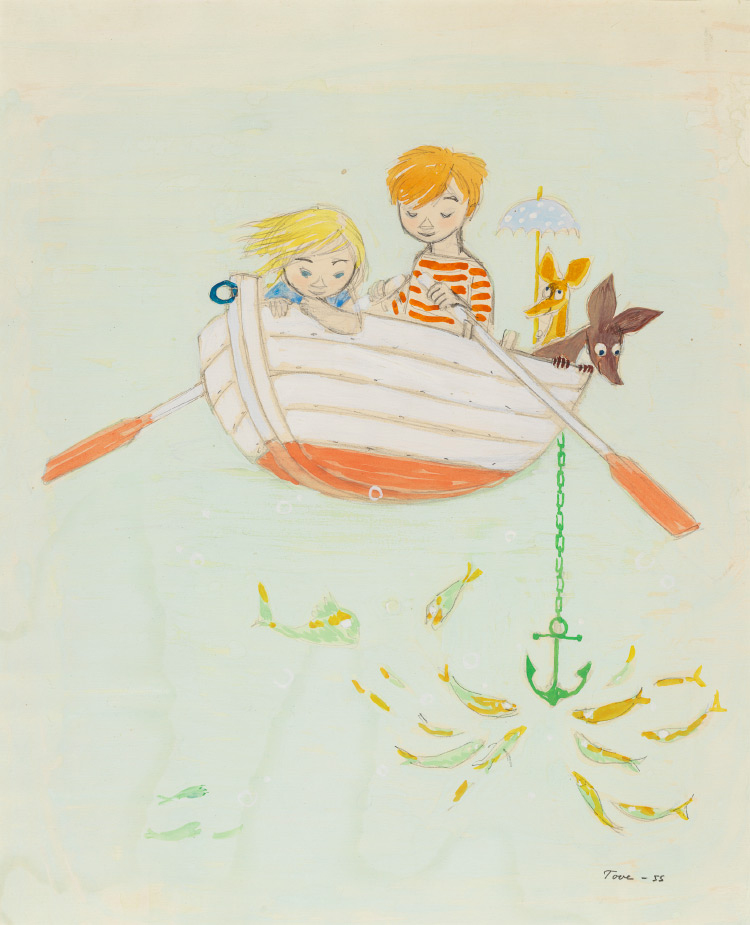 Картина «Снифф и дети в лодке с веслами». Фото: hamhelsinki.fi