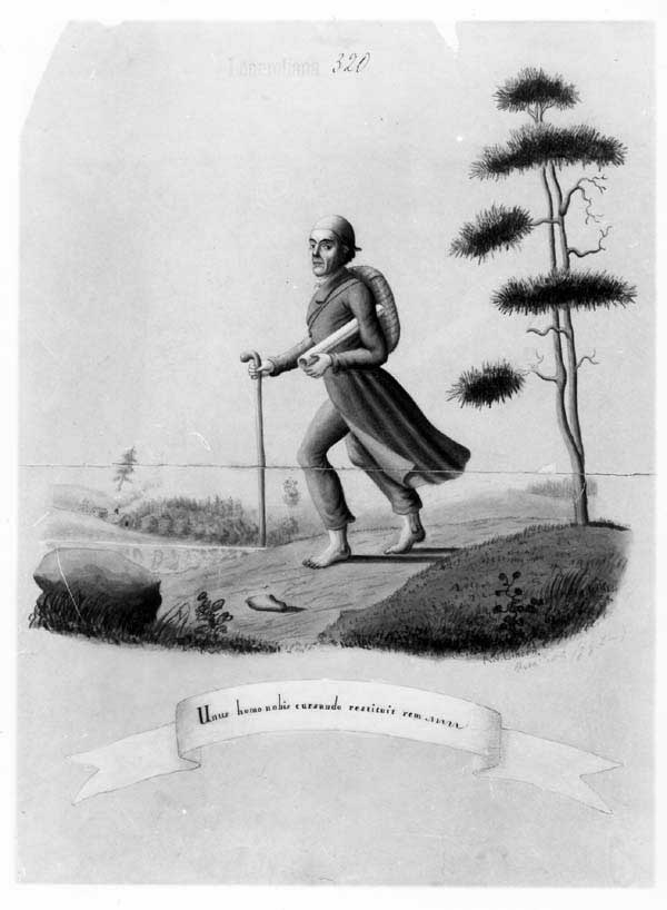Лённрот отправляется в коллекционную поездку с флейтой в подмышке. А. В. Линсен , 1847. Фото: wikipedia.org