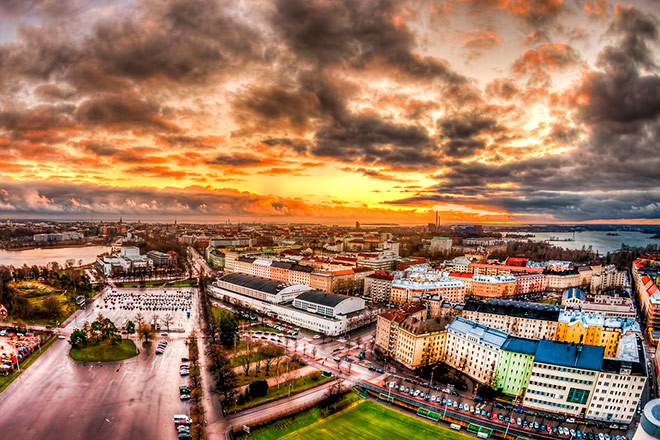 Огненный закат над Хельсинки